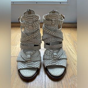 FREEBIRD Ivory Snakeskin Leather Heels